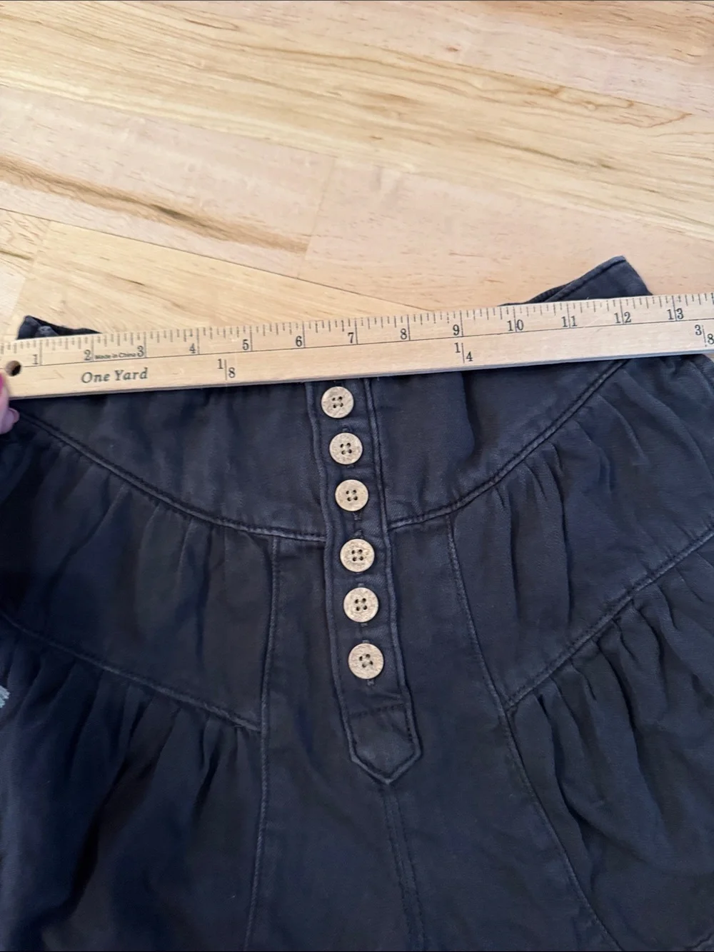 Free People Fleur denim shorts-Tiered-100% Cotton-Black-Boho-XS